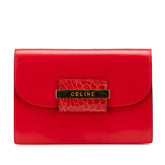 セリーヌ ロゴ クラッチバッグ レッド ゴールド レザー レディース CELINE 【中古】
